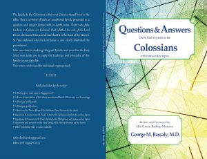 Questions & Answers on St. Paul's Letter to the Colossians